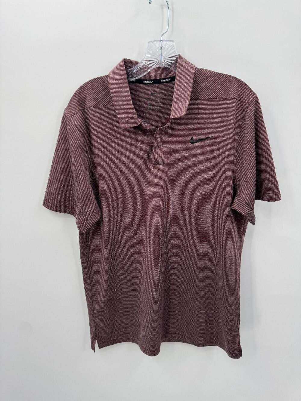 Golf Outing Country Club Athleisure Striped Polo Shirt Mens Small Burgundy Wine